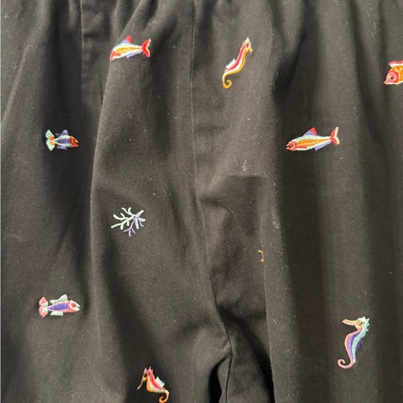 Cold water Creek crop Black capris with Colorful Sea Creatures Size 12 - Picture 6 of 13